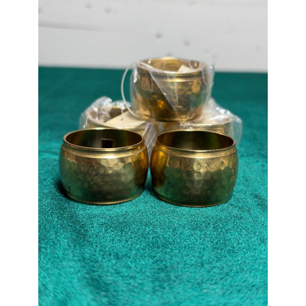 Vintage Dayton's Hammered Brass Napkin Rings Set of 5 Made in India NWT